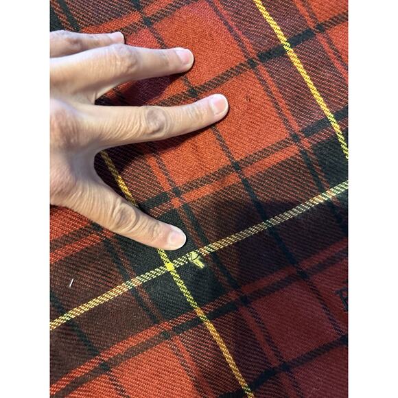 Lauren Ralph Lauren Black Label Plaid Fringe Scarf NWT Red Black Yellow 44x46 - Picture 6 of 8